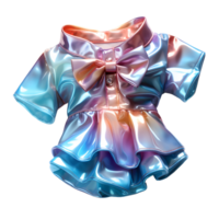 AI generated Colorful Holographic Baby Clothes Isolated on Transparent Background. Iridescent Baby Dress, Generative Ai png