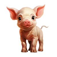 ai généré mignonne peu porc dessin animé illustration. génératif ai png