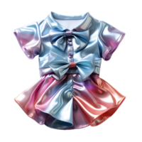 ai généré coloré holographique bébé vêtements isolé sur transparent Contexte. iridescent bébé robe, génératif ai png