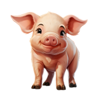 ai généré mignonne peu porc dessin animé illustration. génératif ai png