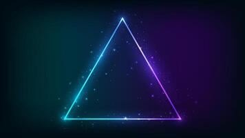 Neon triangular frame with shining effects vector