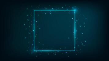 Neon square frame with shining effects vector