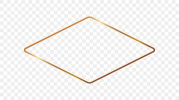 Gold glowing rounded rhombus shape frame vector