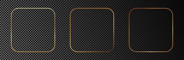 Gold glowing rounded square frame vector