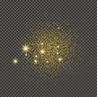 Gold glittering dust on a gray background. Dust with gold glitter effect and empty space for your text.  Vector illustration