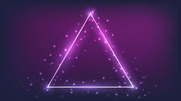 Neon triangular frame with shining effects vector