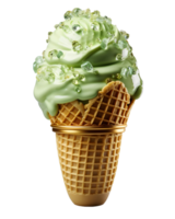 ai gerado matcha gelo creme isolado em transparente fundo. gotejamento e Derretendo verde gelo creme. generativo ai png