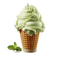 AI generated Matcha Ice Cream Isolated on Transparent Background. Dripping and Melting Green Ice Cream. Generative Ai png