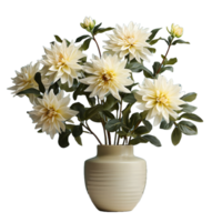 ai genererad dahlia i en pott isolerat på transparent bakgrund. skön vår blommor. generativ ai png