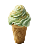 AI generated Matcha Ice Cream Isolated on Transparent Background. Dripping and Melting Green Ice Cream. Generative Ai png