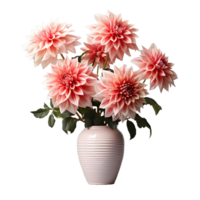 ai gegenereerd dahlia in een pot geïsoleerd Aan transparant achtergrond. mooi voorjaar bloemen. generatief ai png