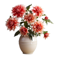 ai généré dahlia dans une pot isolé sur transparent Contexte. magnifique printemps fleurs. génératif ai png