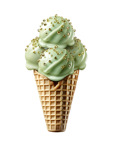 AI generated Matcha Ice Cream Isolated on Transparent Background. Dripping and Melting Green Ice Cream. Generative Ai png