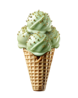 ai generato matcha ghiaccio crema isolato su trasparente sfondo. gocciolante e fusione verde ghiaccio crema. generativo ai png