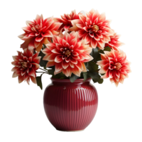 ai gegenereerd dahlia in een pot geïsoleerd Aan transparant achtergrond. mooi voorjaar bloemen. generatief ai png