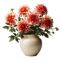 AI generated Dahlia in a Pot Isolated on Transparent Background. Beautiful Spring Flowers. Generative Ai png