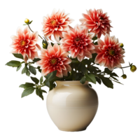 ai gegenereerd dahlia in een pot geïsoleerd Aan transparant achtergrond. mooi voorjaar bloemen. generatief ai png