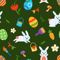 Painted Eggs And Easter Bunny Seamless Pattern vector