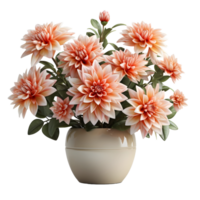 ai généré dahlia dans une pot isolé sur transparent Contexte. magnifique printemps fleurs. génératif ai png