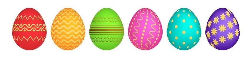 Set of six colorful Easter eggs vector
