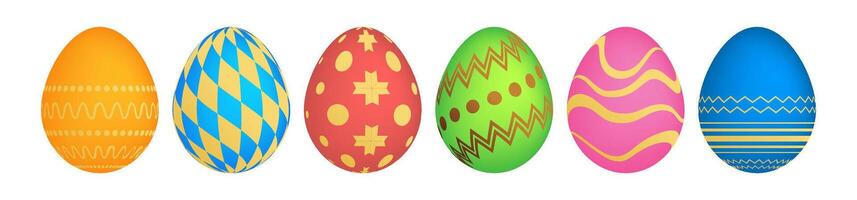 Set of six colorful Easter eggs vector