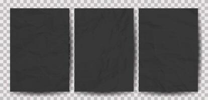 Set of A4 pages crumpled paper vector