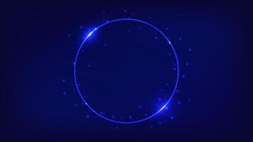 Neon round frame with shining effects vector