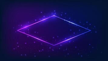 Neon rhombus frame with shining effects vector