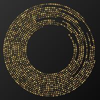 Abstract gold glowing halftone dotted background. Gold glitter pattern in circle form. Circle halftone dots. Vector illustration