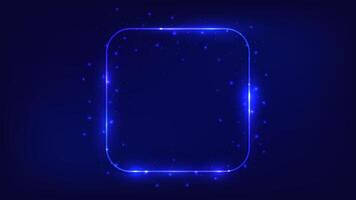 Neon rounded square frame with shining effects vector