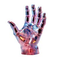 ai genererad färgrik holografiska hand skulptur isolerat på transparent bakgrund. generativ ai png