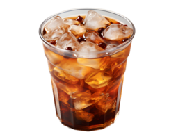 AI generated Iced Coffee with Ice Cubes on Top Isolated on Transparent Background. Refreshing Drink with Clean Background. Generative Ai png