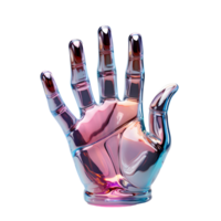 AI generated Colorful Holographic Hand Sculpture isolated on transparent background. Generative Ai png