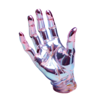 AI generated Colorful Holographic Hand Sculpture isolated on transparent background. Generative Ai png