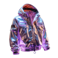 ai generiert bunt holographisch Chrom Jacke. irisierend metallisch Kapuzenpullover isoliert auf transparent Hintergrund. generativ ai png