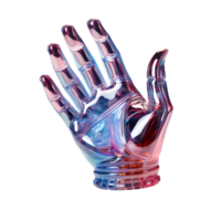 ai genererad färgrik holografiska hand skulptur isolerat på transparent bakgrund. generativ ai png