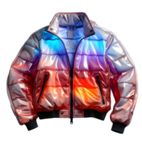 AI generated Colorful Holographic Chrome Jacket. Iridescent Metallic Hoodie Isolated on Transparent Background. Generative Ai png