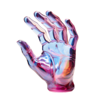 AI generated Colorful Holographic Hand Sculpture isolated on transparent background. Generative Ai png