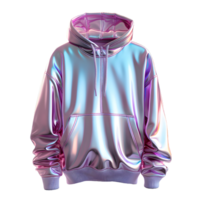 ai généré coloré holographique chrome sweatshirt à capuche. psychédélique iridescent métallique veste isolé sur transparent Contexte. génératif ai png