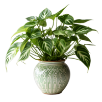 AI generated Exotic Caladium Plant in a Pot Isolated on transparent Background. Plant in a Vase for Interior Decoration. Generative Ai png
