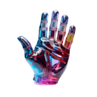 AI generated Colorful Holographic Hand Sculpture isolated on transparent background. Generative Ai png