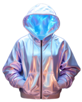 ai generado vistoso holográfico cromo sudadera. psicodélico iridiscente metálico chaqueta aislado en transparente antecedentes. generativo ai png