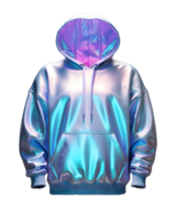 ai generiert bunt holographisch Chrom Kapuzenpullover. psychedelisch irisierend metallisch Jacke isoliert auf transparent Hintergrund. generativ ai png