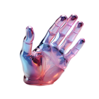 AI generated Colorful Holographic Hand Sculpture isolated on transparent background. Generative Ai png