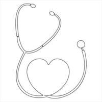 Continuous single line Stethoscope art drawing vector style illustration