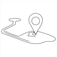 Continuous single line art drawing of route location concept pointers travel vector illustration