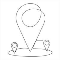 Continuous single line art drawing of route location concept pointers travel vector illustration