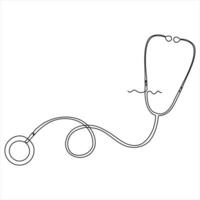 Continuous single line Stethoscope art drawing vector style illustration