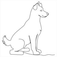 Continuous single line art drawing style of dog and single line dog drawing vector illustration