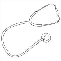 Continuous single line Stethoscope art drawing vector style illustration